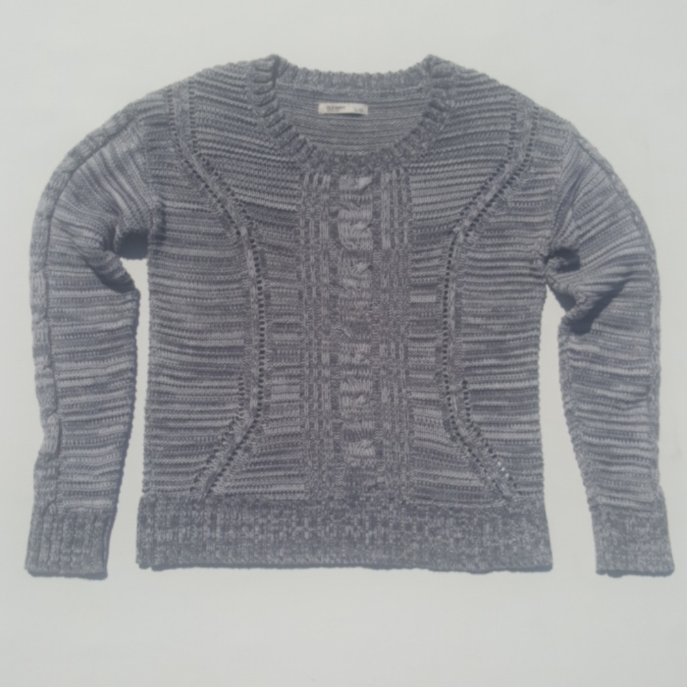 OLD NAVY ♡ Sweet 2-Tone Gray Scoop Neck Long Sleeve Knit Sweater L